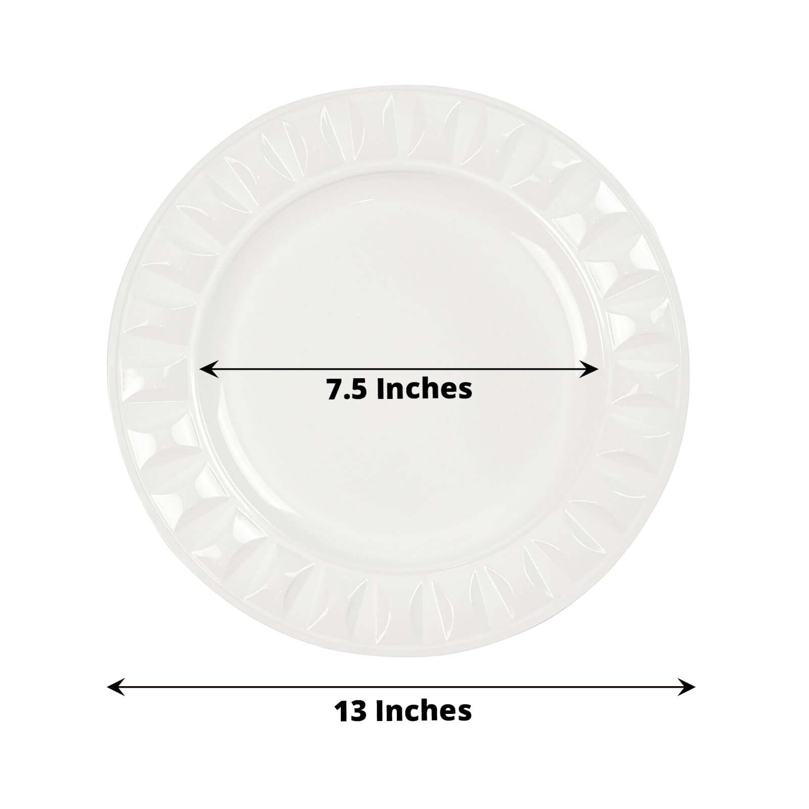 6-Pack Plastic Charger Plates 13" Round White Bejeweled Rim - Luxe Decorative Dinner Party Charger Tableware - Image 3